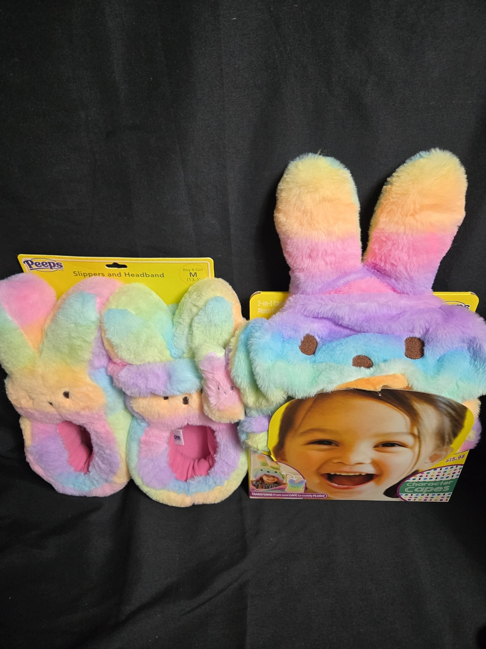 Rainbow Plush Bunny Slippers and Headband Set for Kids
